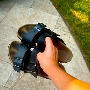 Black Birkenstocks, well used but still in good condition, size 33 kids